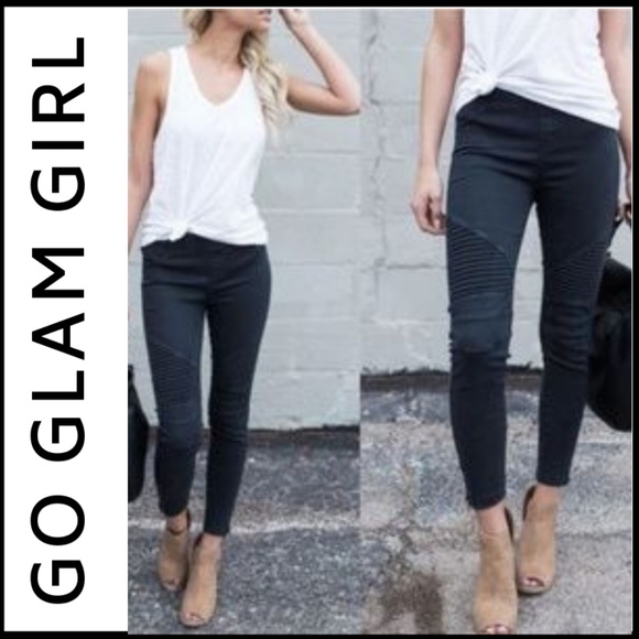 Glam Girl Fashion Pants - LAST ONE!  NWT Black Ankle Zip Moto Leggings S/M